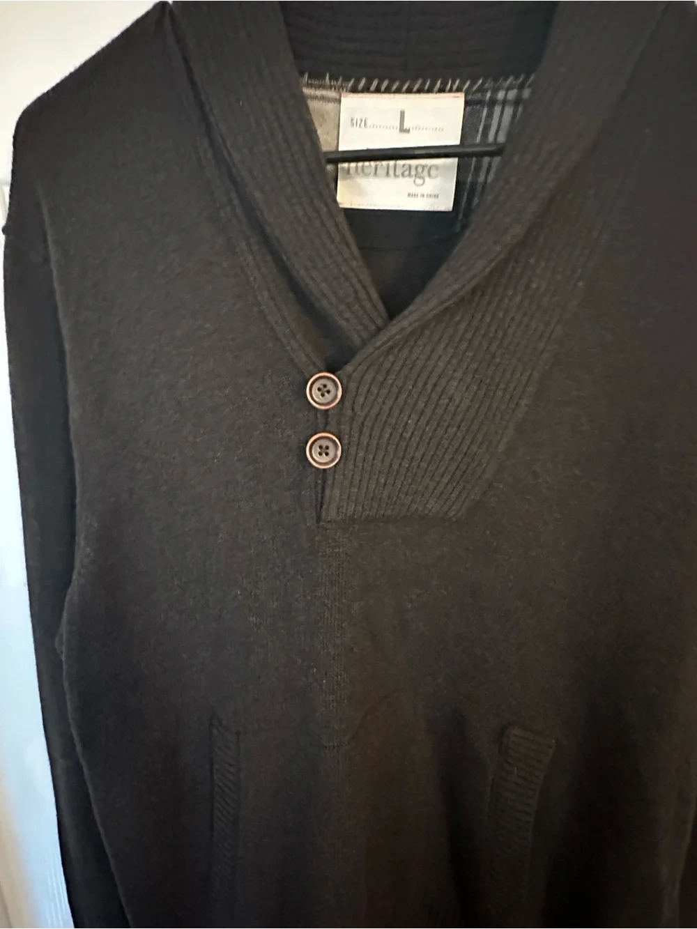 Heritage Men's V-Neck Shawl Collar Sweater - Dark Brown
